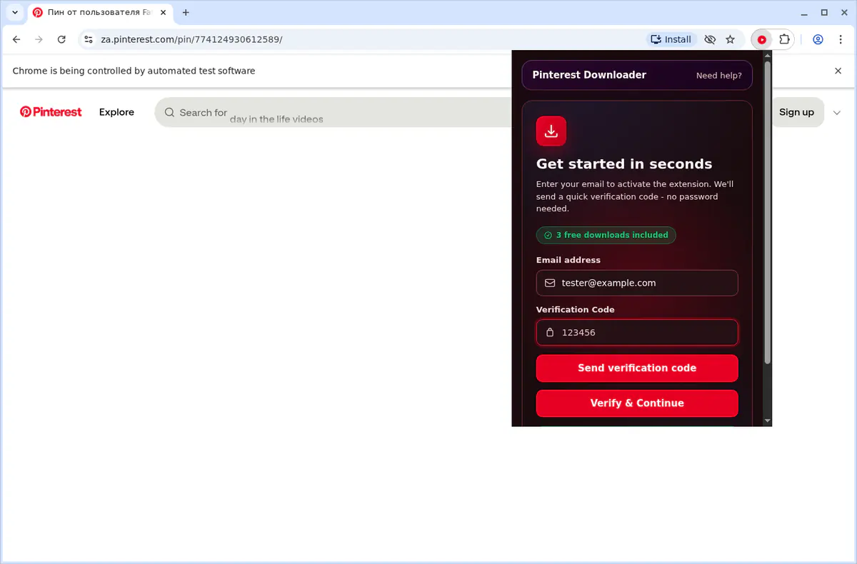 Pinterest Video Downloader browser extension screenshot 4