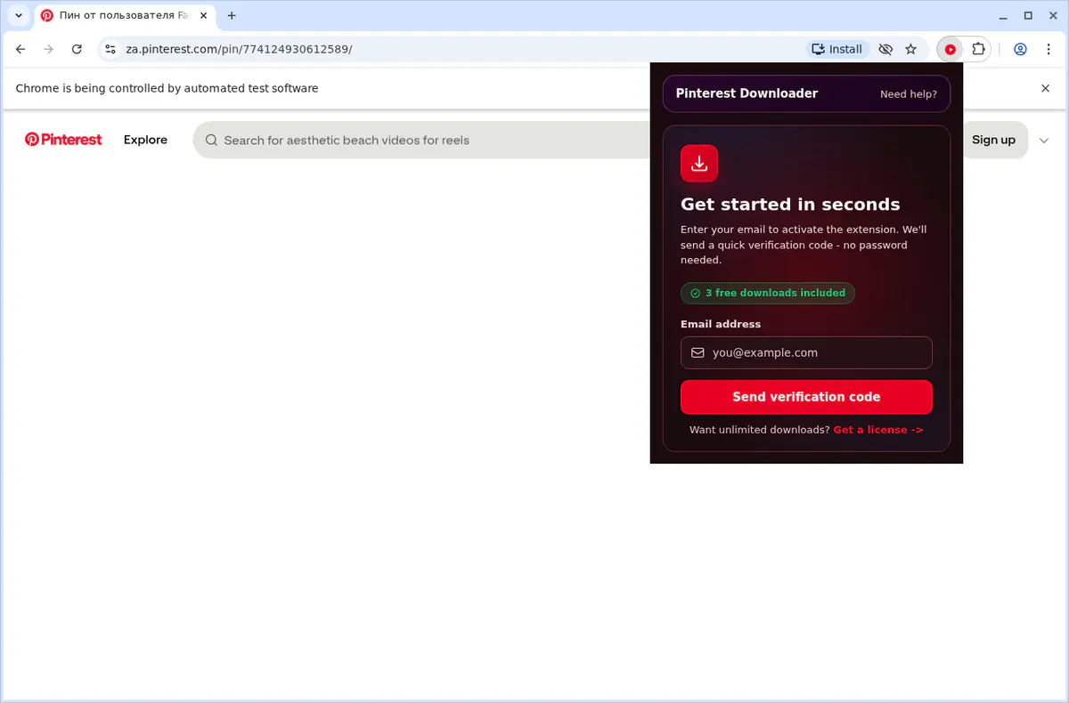 Pinterest Video Downloader browser extension screenshot 5